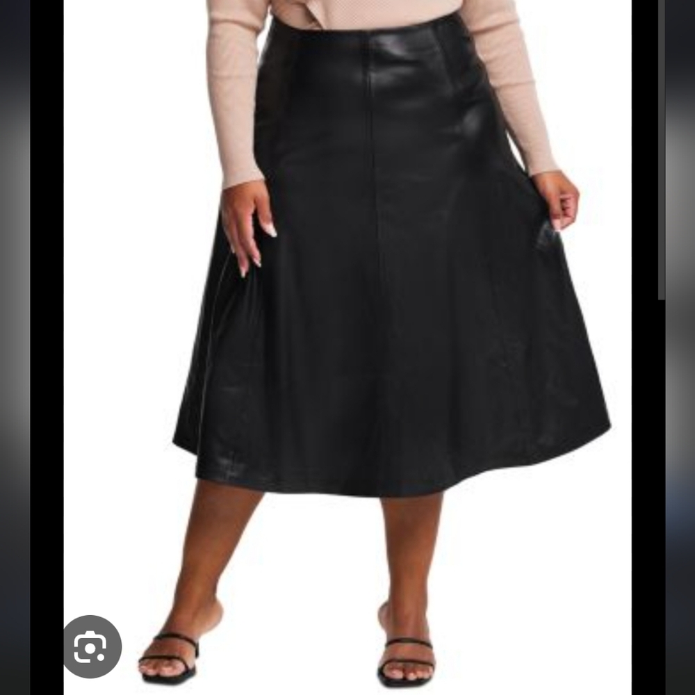NWT Nordstrom Black Faux Leather Midi Skirt